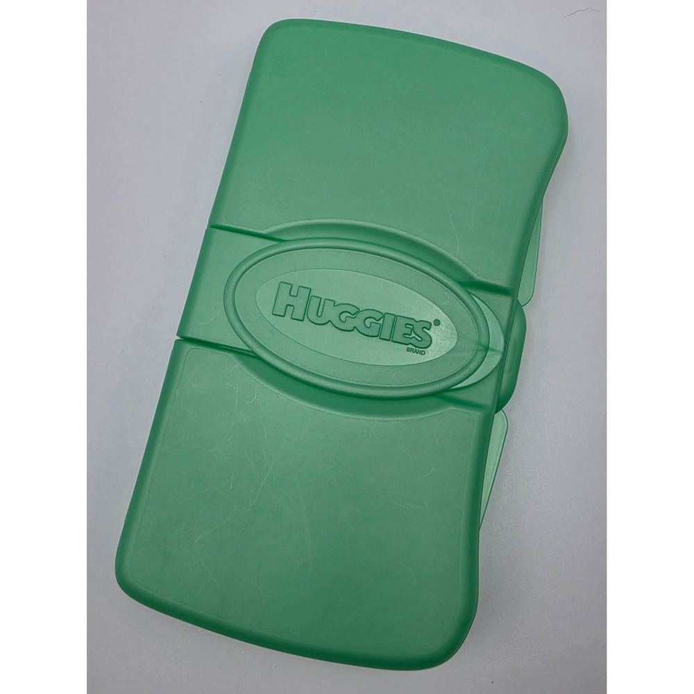 Huggies Travel Wipes Case Green Plastic Reusable Portable Clutch Snap Top Lid